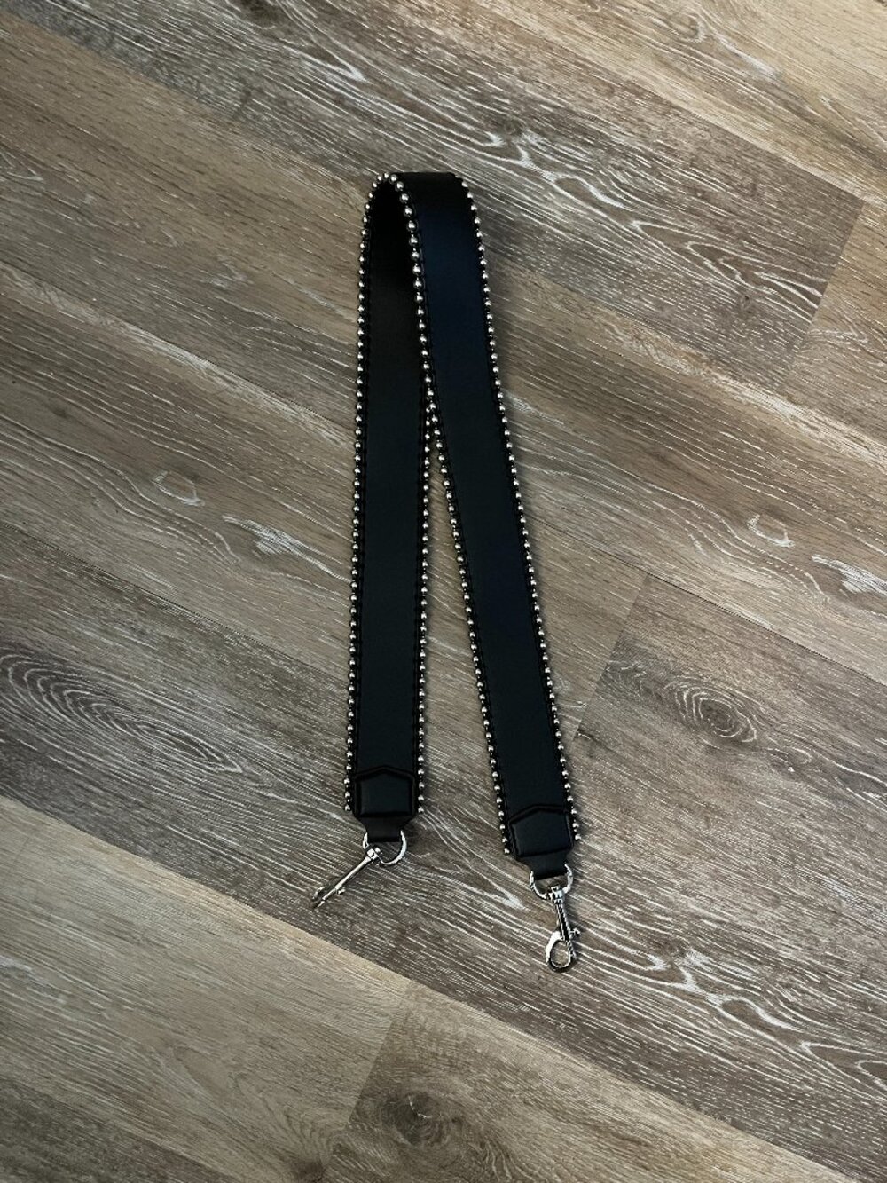 Faux Leather Crossbody Purse Shoulder Replacement Strap Silver Hardware Beads - Picture 2 of 5